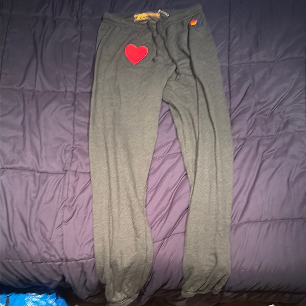 Aviator Nation Gray and Red Jogger Sweatpants
